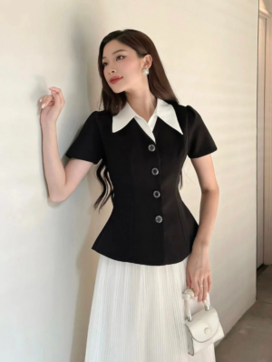 Contrast Collar Blouse